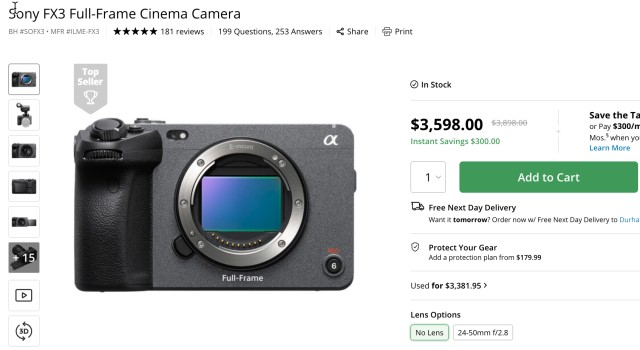 Sony FX3 is down to 3598USD