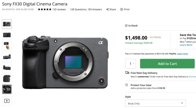 Sony FX30 is down to 1498USD