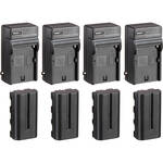 Bescor 2200mAh 7.4V NP-F Battery and Charger Kit (4-Pack) for the Blackmagic Cinema 4K
