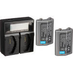Bescor ENEL18C Battery 2-Pack & Dual Bay Charger Kit for Select Nikon Cameras and Multi-Power Battery Packs for the Nikon D6