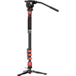 iFootage Cobra 3 Carbon Fiber Monopod with Pedal-Release Mini Tripod Base and K5S Fluid Head for the Panasonic S1 II