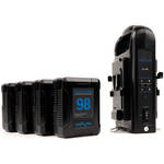 IndiPRO Tools 4 x Micro-Series 98Wh Li-Ion Batteries & Dual Charger Kit (V-Mount) for the Z CAM E2-F6 II 6K