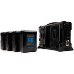 IndiPRO Tools Micro-Series 98 4-Battery Kit with Quad Pro Charger (V-Mount) for the Z CAM E2-F6 II 6K