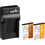 Jupio Pair of LI-90B Batteries and USB Single Charger Value Pack for the OM System TG-7