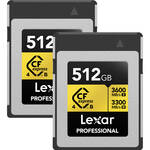 Lexar 512GB Professional GOLD CFexpress 4.0 Type B Memory Card (2-Pack) for the Panasonic S1 II