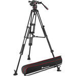 Manfrotto 608 Nitrotech Fluid Video Head and Aluminum Twin Leg Tripod with Middle Spreader for the Blackmagic 6K Pro
