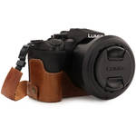 MegaGear Ever Ready Genuine Leather Half Camera Case for Leica V-Lux 5, Panasonic Lumix DC-FZ1000 II (Brown) for the Panasonic FZ1000 II