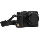 MegaGear Ever Ready Genuine Leather Half Case and Strap for Panasonic Lumix DC-LX100 II (Black) for the Panasonic LX100 II