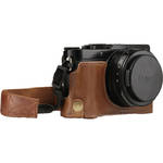 MegaGear Ever Ready Genuine Leather Half Case and Strap for Panasonic Lumix DC-LX100 II (Brown) for the Panasonic LX100 II