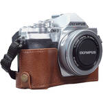 MegaGear Ever Ready Half Leather Case and Strap for Olympus OM-D E-M10 Mark IV (Brown) for the Olympus E-M10 IV