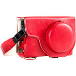 MegaGear Ever Ready Leather Camera Case and Strap for Panasonic LUMIX DC-ZS70 or DC-TZ90 (Red) for the Panasonic ZS70
