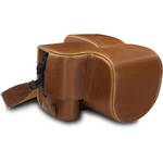 MegaGear Ever Ready PU Leather Full Camera Case for Leica V-Lux 5, Panasonic Lumix DC-FZ1000 II (Light Brown) for the Panasonic FZ1000 II