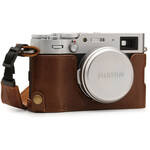 MegaGear Ever Ready Top Grain Leather Half Camera Case for FUJIFILM X100V (Brown) for the Fujifilm X100V