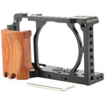 Niceyrig Cage with Wooden Handgrip for Sony Alpha a6000/a6300 for the Sony A6000
