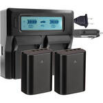 Power2000 2 X Olympus BLX-1 Batteries & Dual Bay LCD Charger for the Ricoh GR IV Monochrome