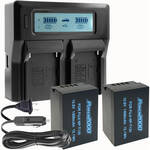 Power2000 2X ACD-4472BC Batteries with Dual Bay LCD Charger for FUJILM NP-T125 Type Batteries for the Fujifilm GFX 50S