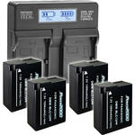 Power2000 DMW-BLC12PP 4-Battery Kit with Dual-Bay Charger for the Panasonic FZ300