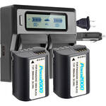 Power2000 DMW-BLK22 Two Battery Kit & Dual-Bay LCD Charger for the Panasonic G9 II