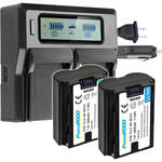 Power2000 NP-W2352BC Battery (2-Pack) & Dual Bay LCD Charger for the Fujifilm X-H2
