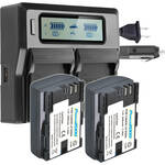 Power2000 Two Canon LP-E6NH-Type Batteries with Dual-Bay LCD Charger for the Z CAM E2C 4K