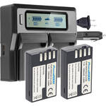 Power2000 Two Pentax D-LI109-Type Batteries with Dual-Bay LCD Charger for the Pentax KF