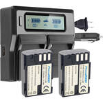 Power2000 Two Pentax D-LI90-Type Batteries with Dual-Bay LCD Charger for the Pentax K-1 II