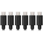 Sabrent USB 2.0 Type-A Male to Micro-B Male Cable (1', Black, 6-Pack) for the Leica Q-P