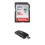 SanDisk 16GB Ultra UHS-I SDHC Memory Card with USB 3.0 Card Reader Kit for the Leica Q-P
