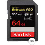 SanDisk 64GB Extreme PRO UHS-II SDXC Memory Card (3-Pack) for the Blackmagic 6K G2