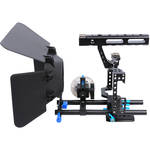 YELANGU C500 Camera Cage with Matte Box and Follow Focus (Blue Trim) for the Sony A7S