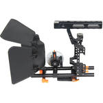 YELANGU C500 Camera Cage with Matte Box and Follow Focus (Orange Trim) for the Sony A7S