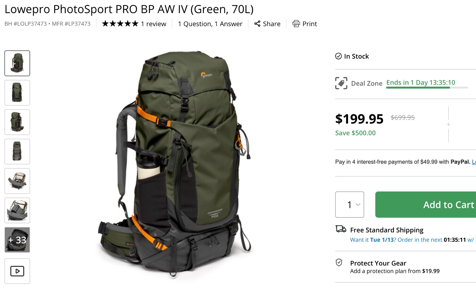 Lowepro PhotoSport PRO BP AW IV is 500 USD Off for 2 days only!