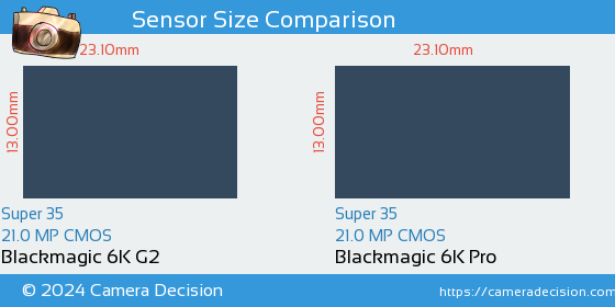 Blackmagic 6K G2 vs Blackmagic 6K Pro Sensor Size Comparison