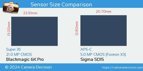Blackmagic 6K Pro vs Sigma SD15 Sensor Size Comparison