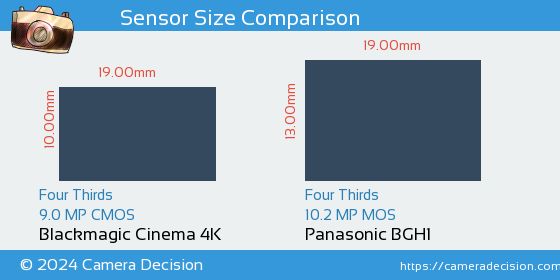 Blackmagic Cinema 4K vs Panasonic BGH1 Sensor Size Comparison