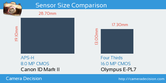 Canon 1D MII vs Olympus E-PL7 Sensor Size Comparison