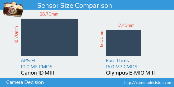 Canon 1D MIII vs Olympus E-M10 III Sensor Size Comparison