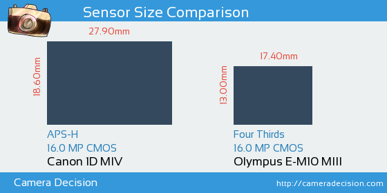 Canon 1D MIV vs Olympus E-M10 III Sensor Size Comparison