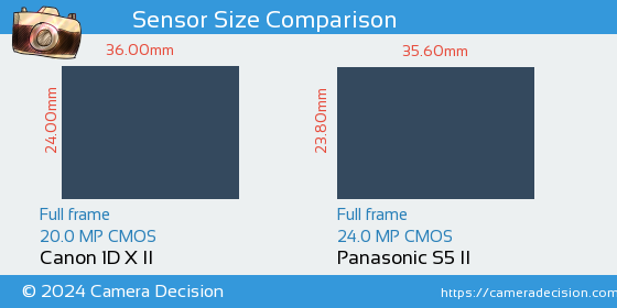 Canon 1D X II vs Panasonic S5 II Sensor Size Comparison