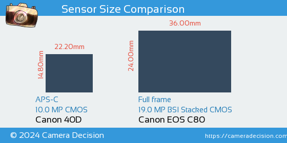 Canon 40D vs Canon EOS C80 Sensor Size Comparison