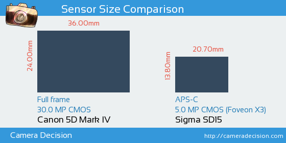 Canon 5D MIV vs Sigma SD15 Sensor Size Comparison
