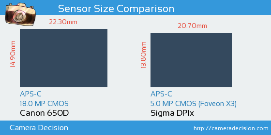 Canon 650D vs Sigma DP1x Sensor Size Comparison