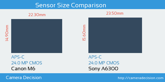 Canon M6 vs Sony A6300 Sensor Size Comparison