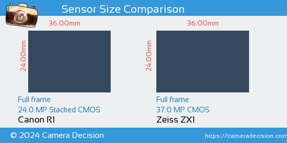 Canon R1 vs Zeiss ZX1 Sensor Size Comparison