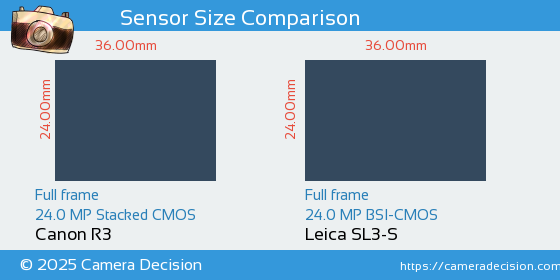 Canon R3 vs Leica SL3-S Sensor Size Comparison