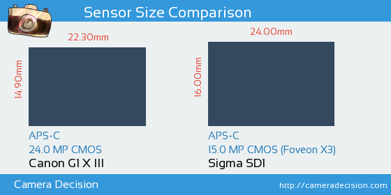 Canon G1 X III vs Sigma SD1 Sensor Size Comparison
