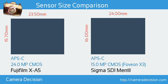 Fujifilm X-A5 vs Sigma SD1 Merrill Sensor Size Comparison