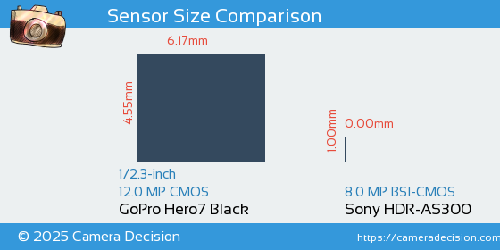 GoPro Hero7 Black vs Sony HDR-AS300 Sensor Size Comparison