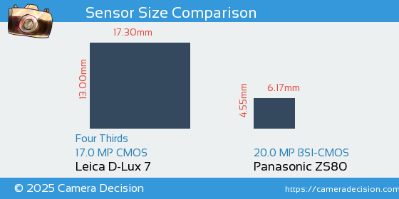 Leica D-Lux 7 vs Panasonic ZS80 Sensor Size Comparison