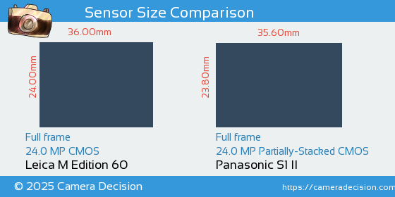 Leica M Edition 60 vs Panasonic S1 II Sensor Size Comparison